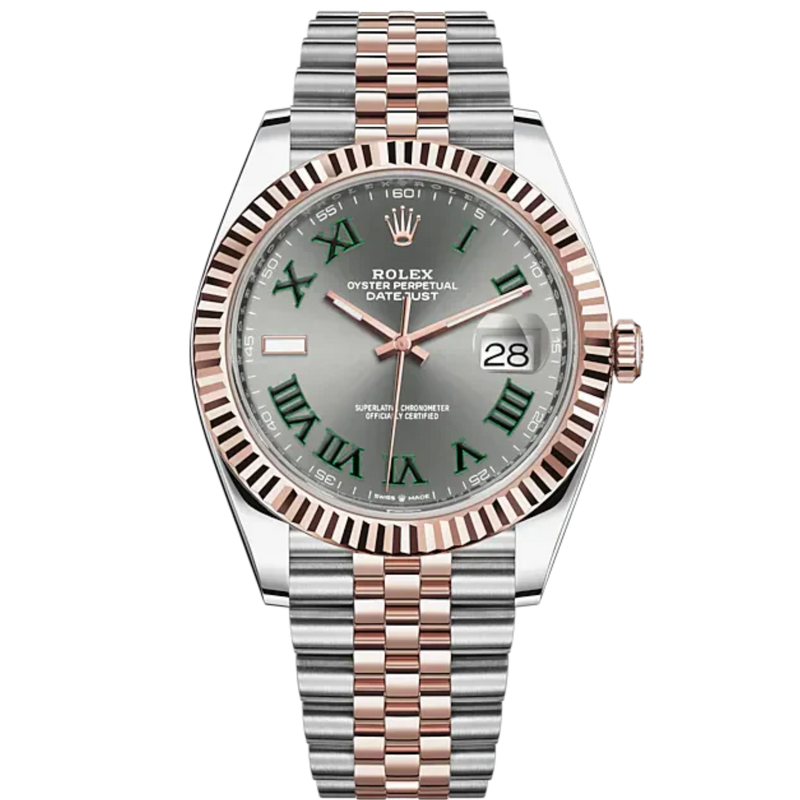 Datejust 41 41mm Jubilee Bracelet Oystersteel and Everose Gold with Slate Dial Fluted Bezel - Rolex