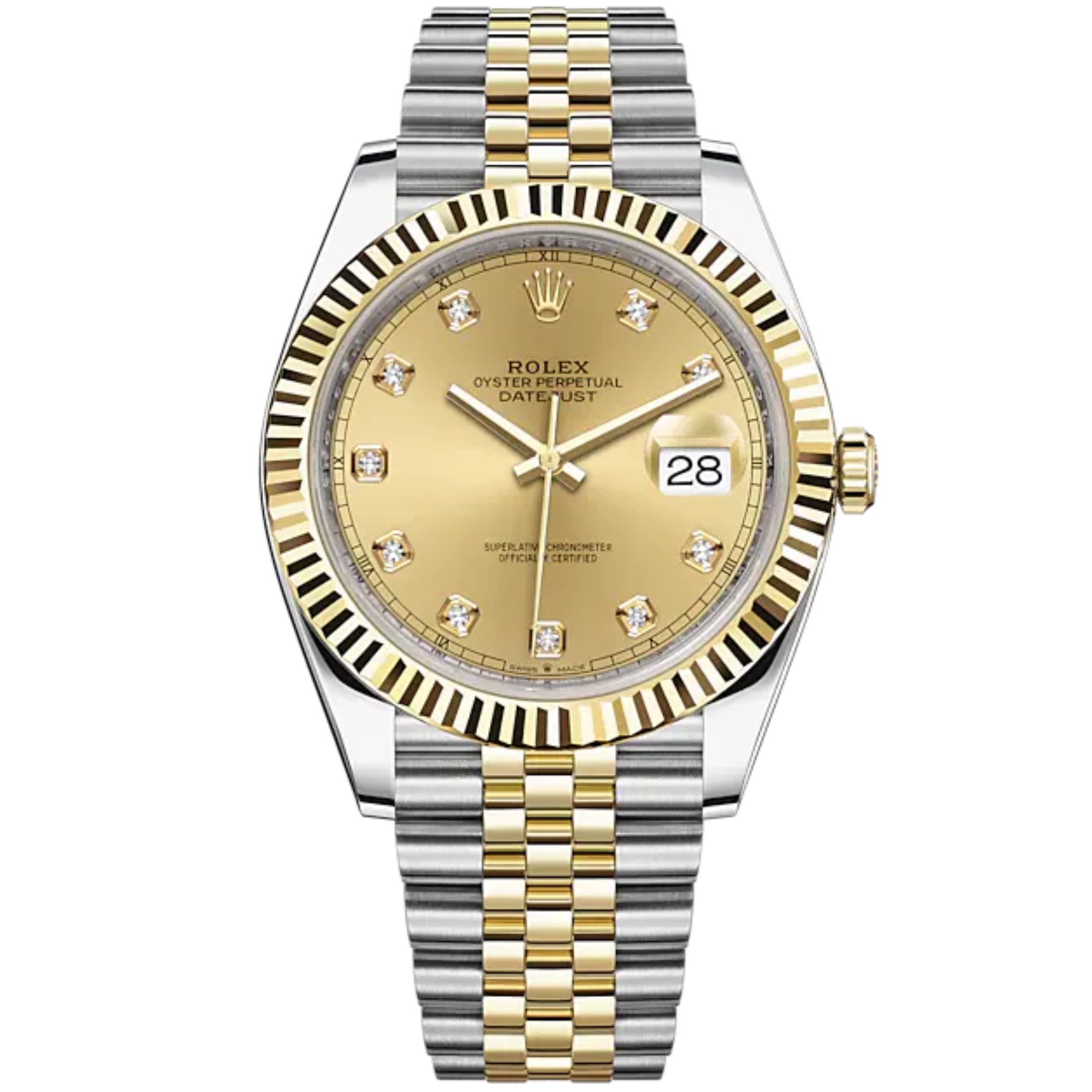 Datejust 41 41mm Jubilee Bracelet Oystersteel and Yellow Gold with Champagne-Colour Diamond-Set Dial Fluted Bezel - Rolex