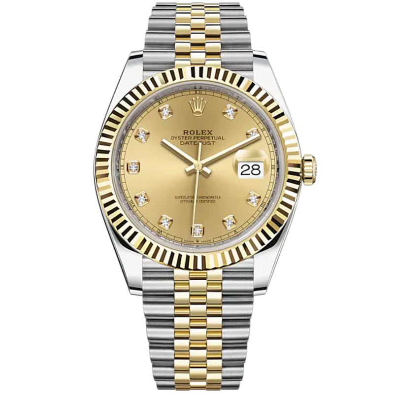 Datejust 41 41mm Jubilee Bracelet Oystersteel and Yellow Gold with Champagne-Colour Diamond-Set Dial Fluted Bezel - Rolex