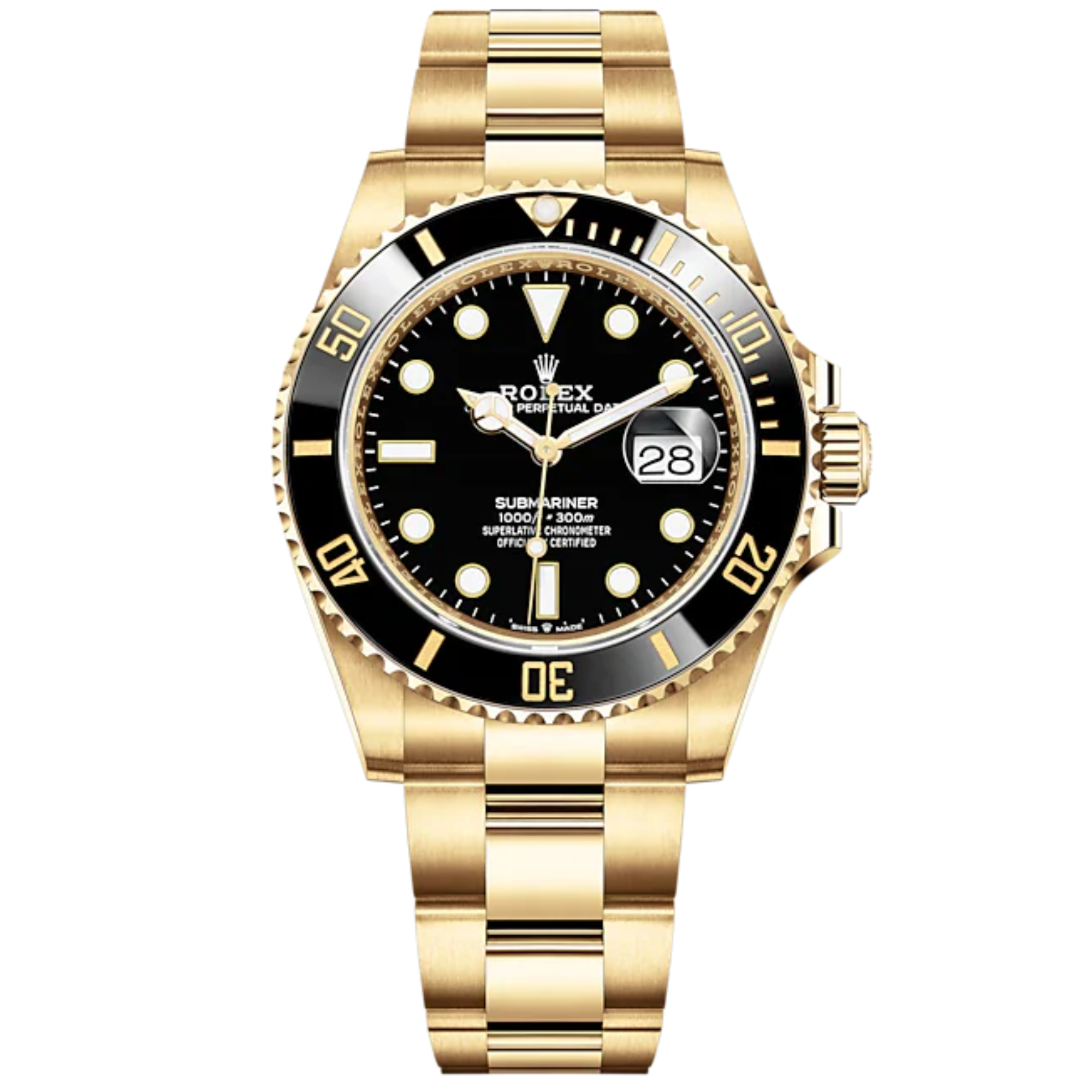 Submariner Date 41mm Oyster Bracelet and 18 CT Yellow Gold with Black Dial Cerachrom Unidirectional Rotatable Bezel - Rolex