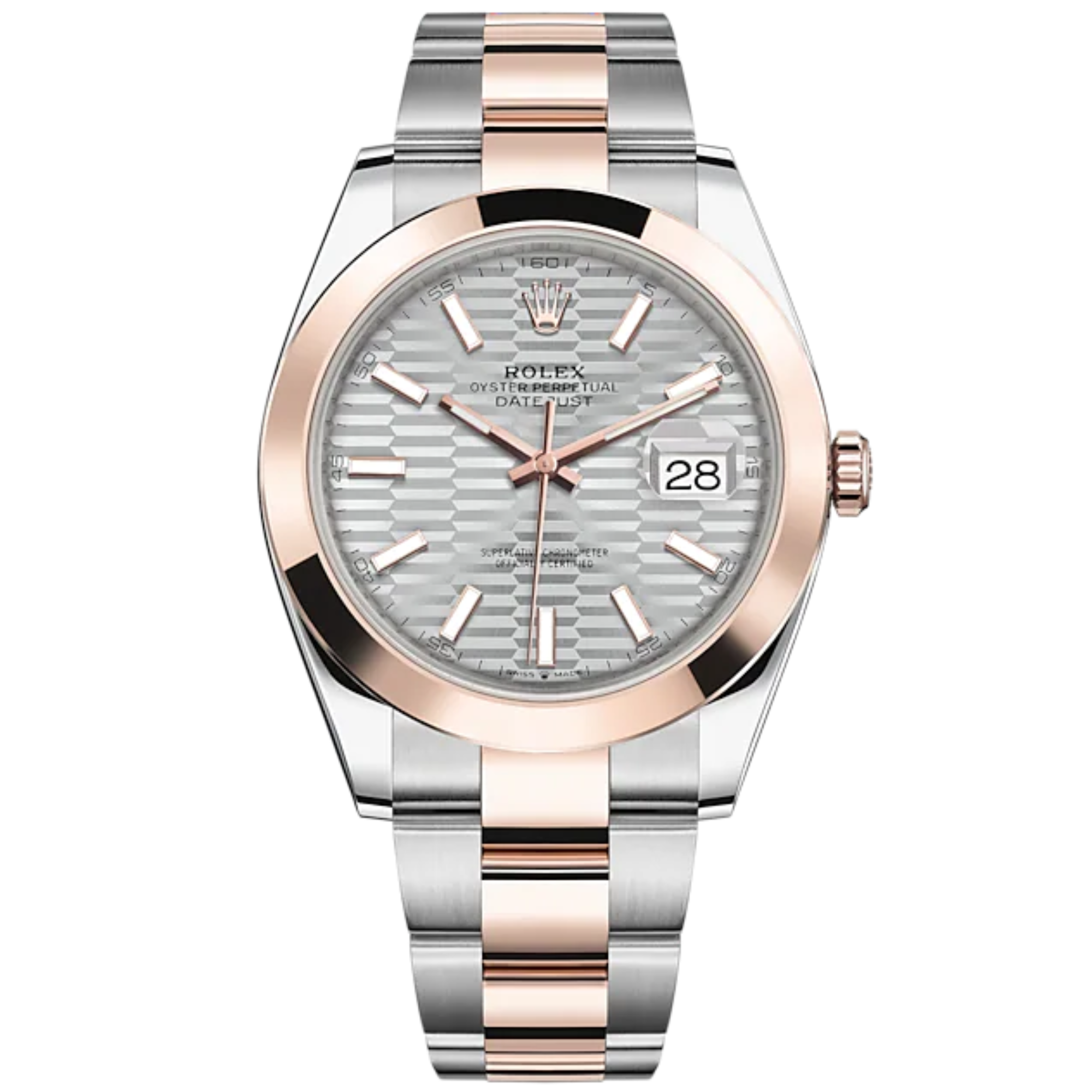 Datejust 41 41mm Oyster Bracelet Oystersteel and Everose Gold with Silver Fluted-Motif Dial Everose Gold Bezel - Rolex