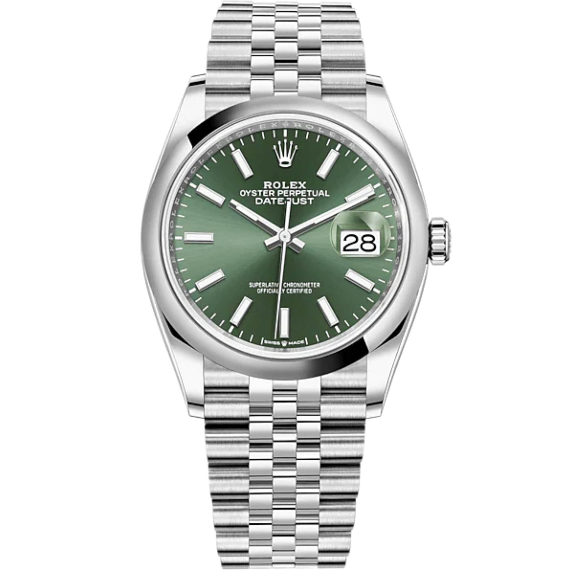 Datejust 36 36mm Oystersteel Jubilee Bracelet Mint Green Dial Domed Bezel - Rolex