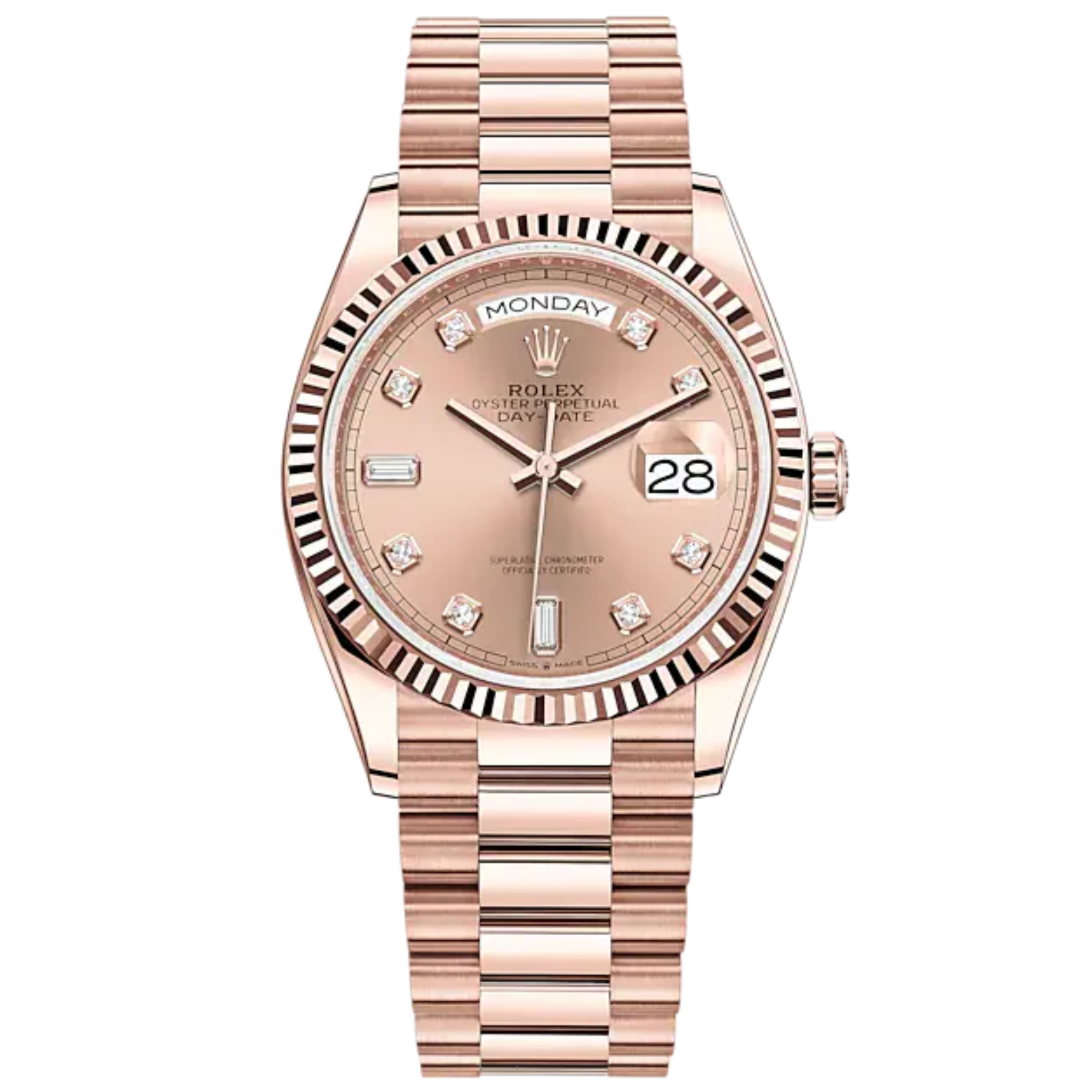 Day-Date 36 36mm President Bracelet and 18 KT Everose Gold with Rosé-Colour Dial Fluted Bezel - Rolex