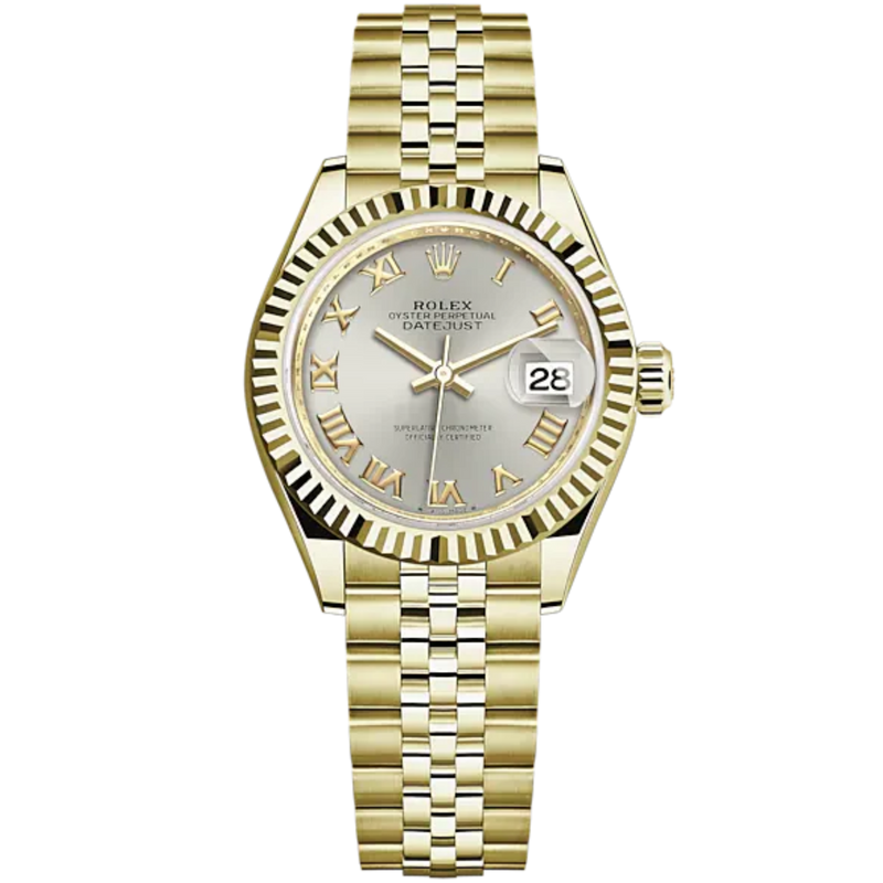 LADY-DATEJUST Yellow Gold Jubilee Bracelet Fluted Bezel Roman Numeral Dial - Rolex