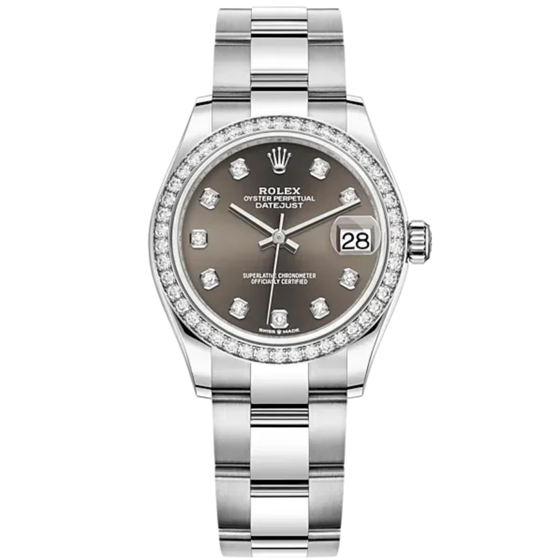 Datejust 31 31mm Oyster Bracelet Oystersteel and White Gold with Dark Grey Diamond-Set Dial Diamond-Set Bezel - Rolex