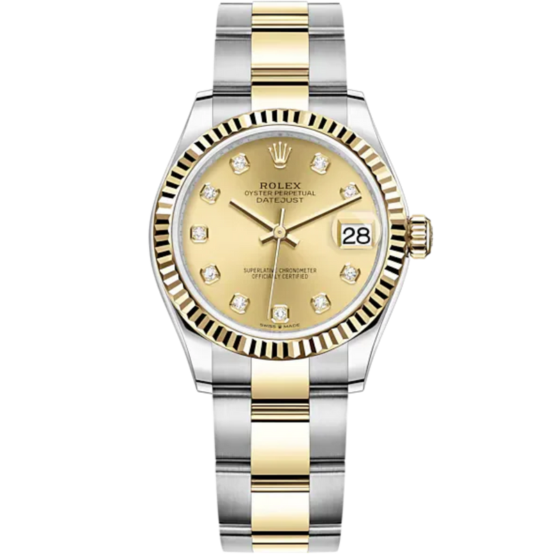 Datejust 31 31mm Oyster Bracelet Oystersteel and Yellow Gold with Champagne-Colour Diamond-Set Dial Fluted Bezel - Rolex