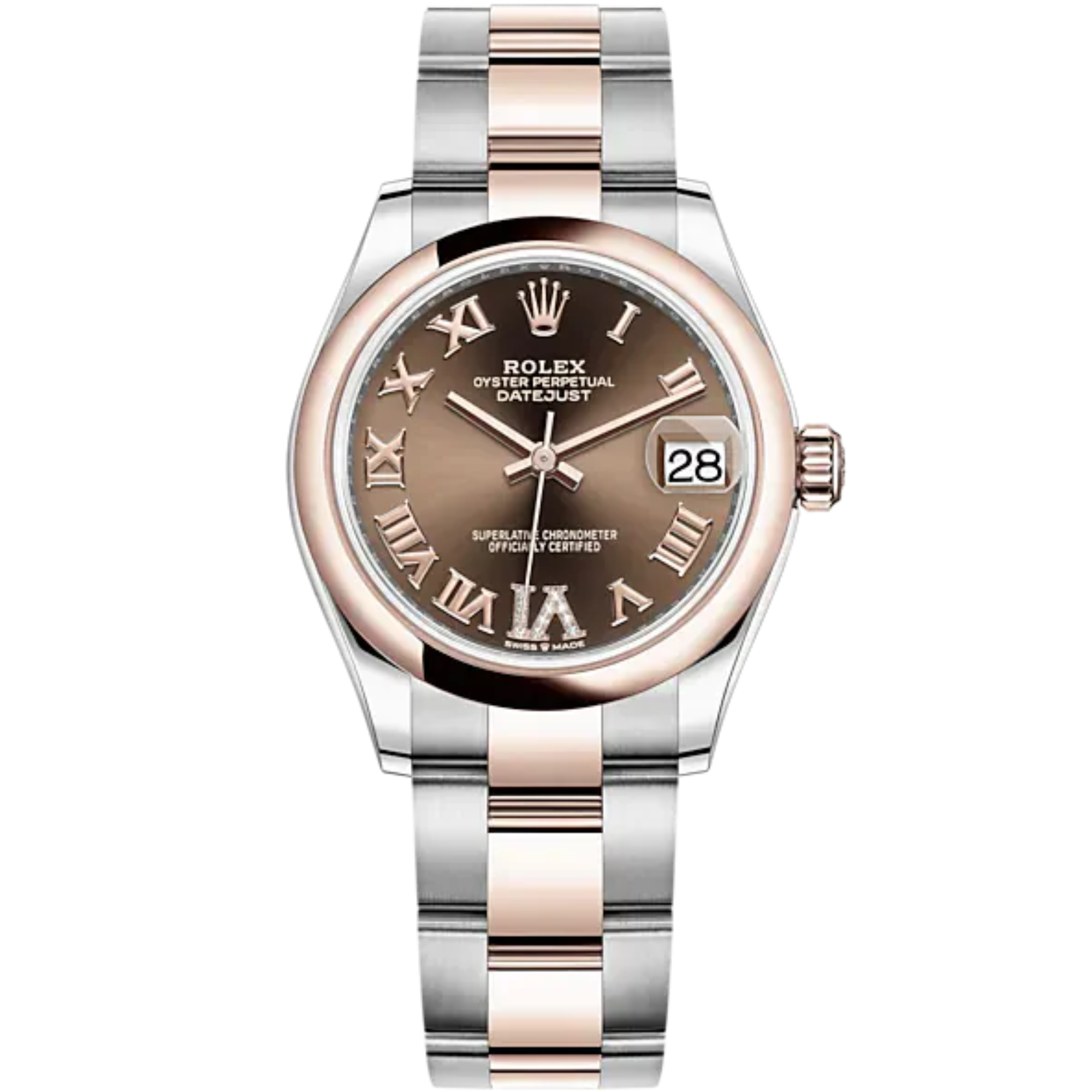 Datejust 31 31mm Oyster Bracelet Oystersteel and Everose Gold with Chocolate Diamond Dial Everose Gold Bezel - Rolex