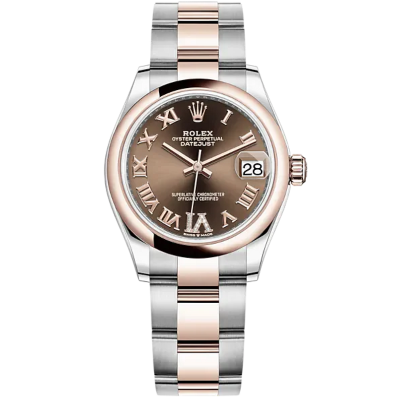 Datejust 31 31mm Oyster Bracelet Oystersteel and Everose Gold with Chocolate Diamond Dial Everose Gold Bezel - Rolex