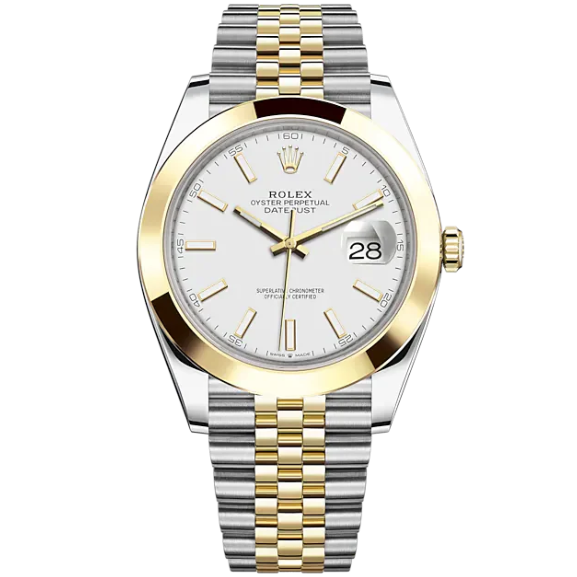Datejust 41 41mm Jubilee Bracelet Oystersteel and Yellow Gold with White Dial Yellow Gold Bezel - Rolex