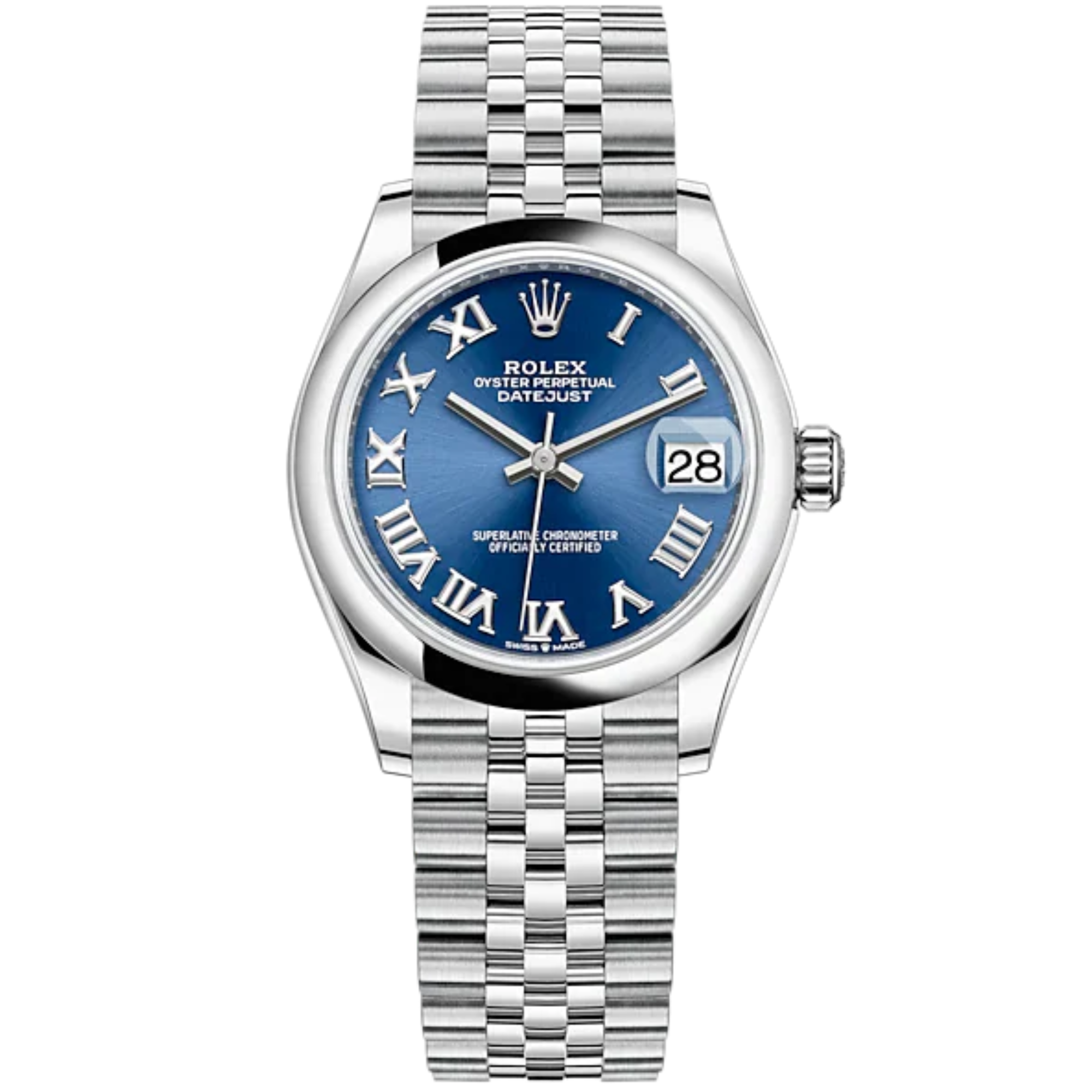 Datejust 31 31mm Oyster Jubilee Bracelet Oystersteel with Bright Blue Dial Oystersteel Bezel - Rolex