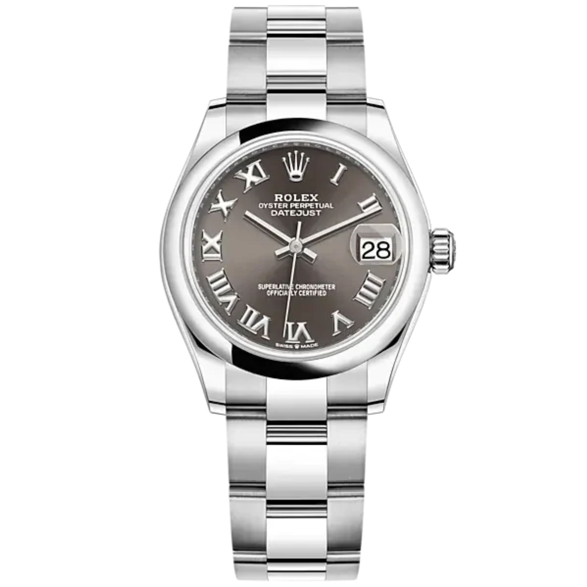 Datejust 31 31mm Oyster Bracelet Oystersteel with Dark Grey Roman Dial Oystersteel Bezel - Rolex