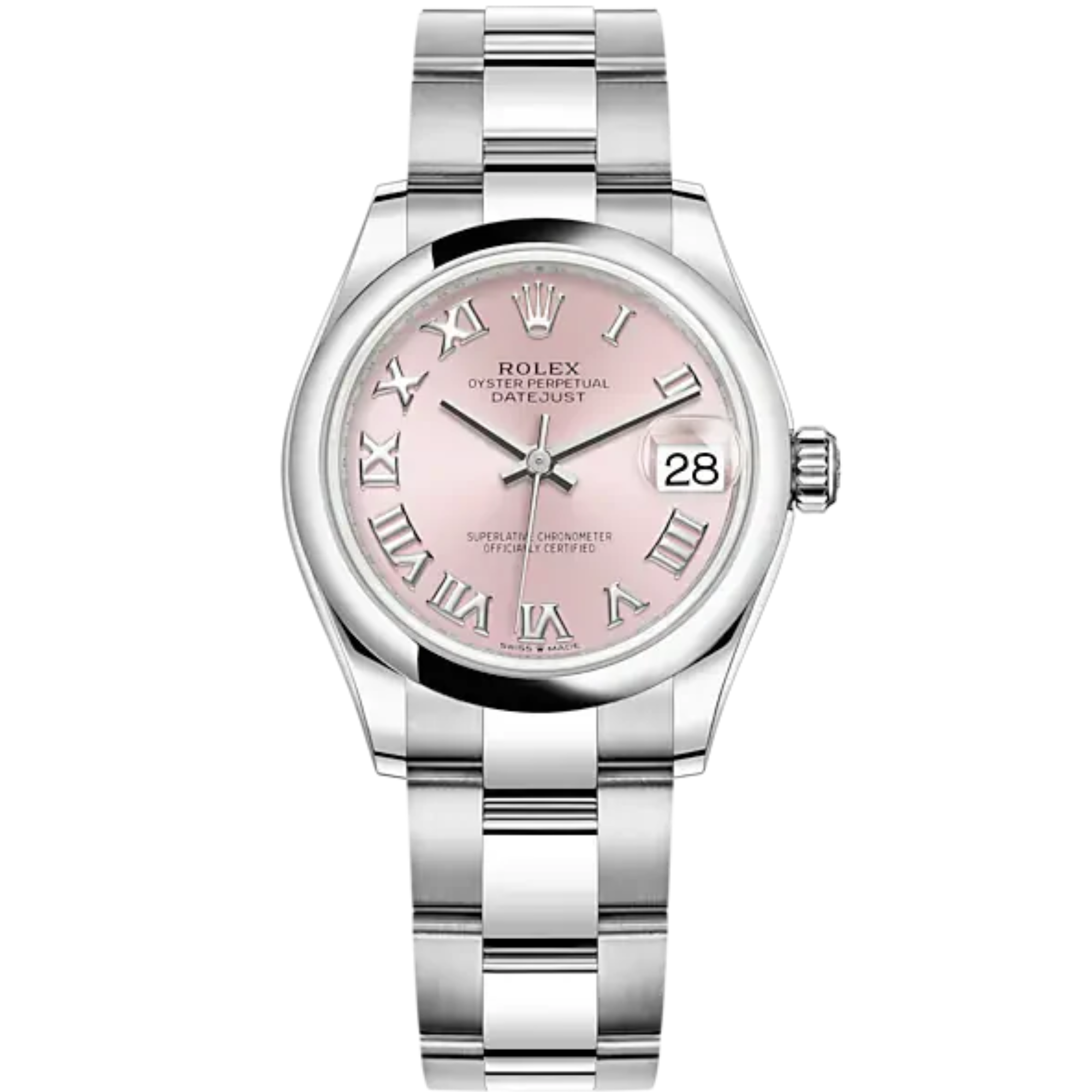 Datejust 31 31mm Oyster Bracelet Oystersteel with Pink Roman Dial Oystersteel Bezel - Rolex