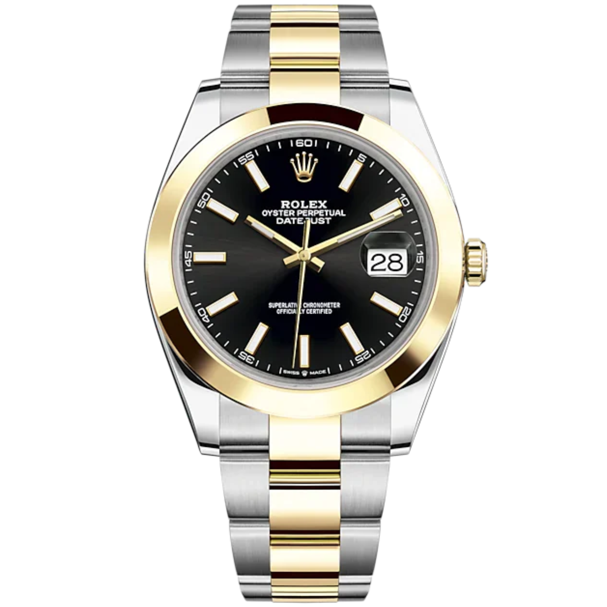 Datejust 41 41mm Oyster Bracelet Oystersteel and Yellow Gold with Bright Black Dial Yellow Gold Bezel - Rolex