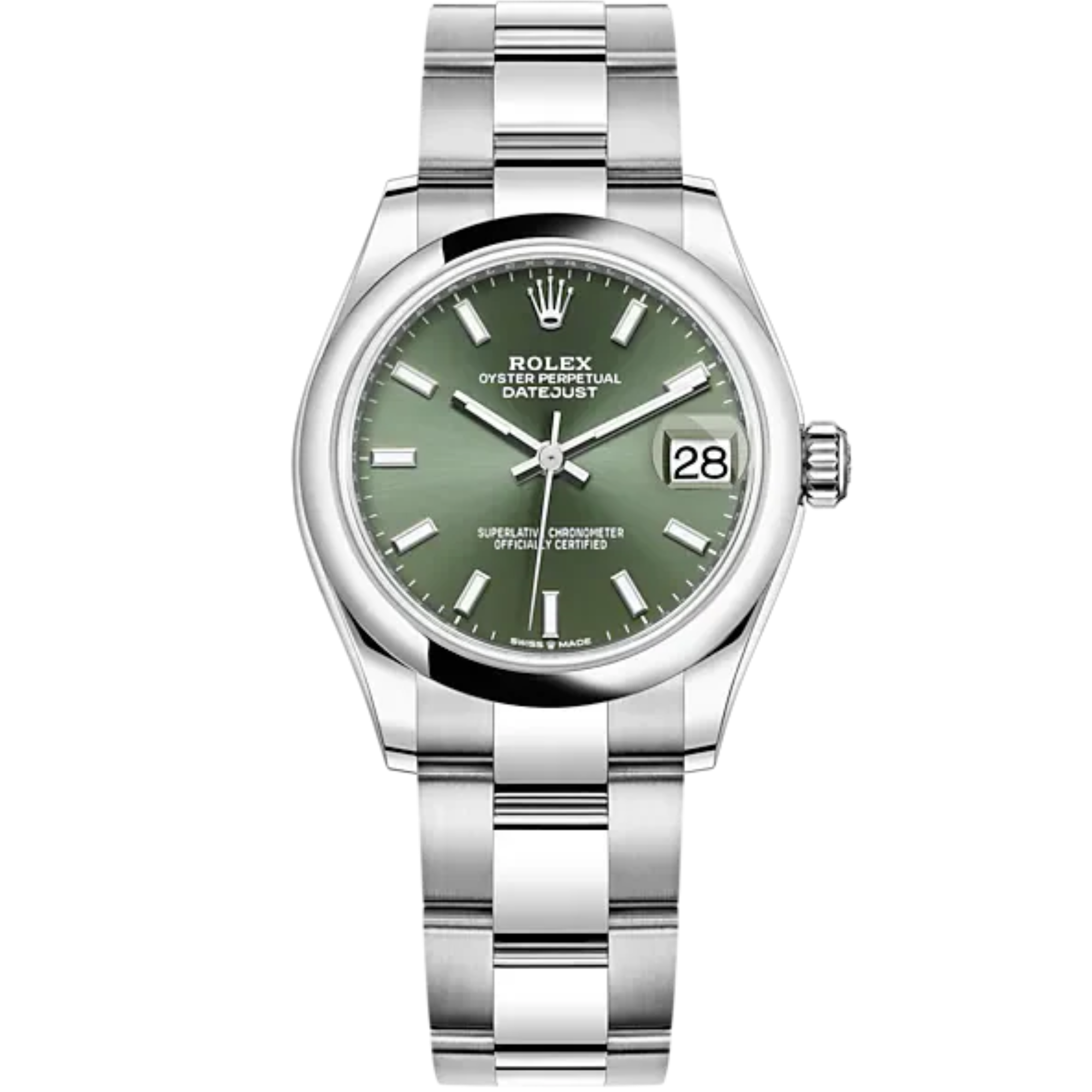 Datejust 31 31mm Oyster Bracelet Oystersteel and White Gold with Mint Green Dial Oystersteel Bezel - Rolex