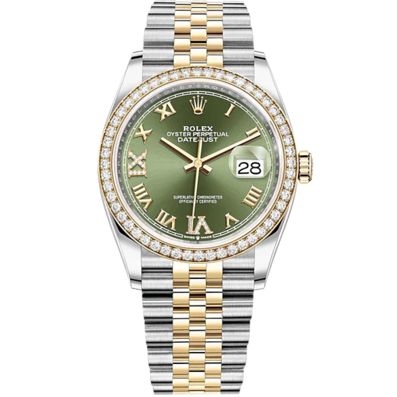 Rolex Datejust Ref. 126283RBR Two Tone YG/SS Green Dial with Diamond 6&9 Markers/Jubilee Bracelet - Rolex