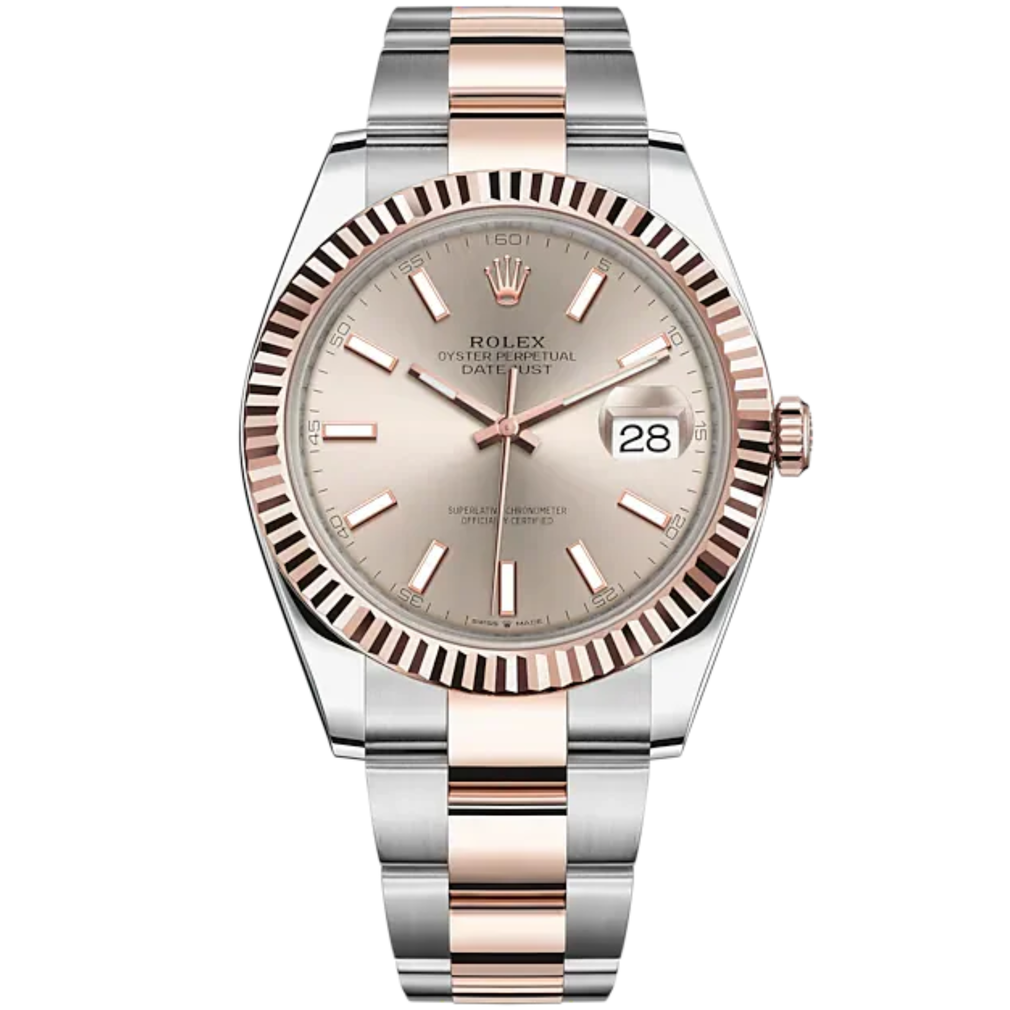 Datejust 41 41mm Oyster Bracelet Oystersteel and Everose Gold with Sundust Dial Fluted Bezel - Rolex