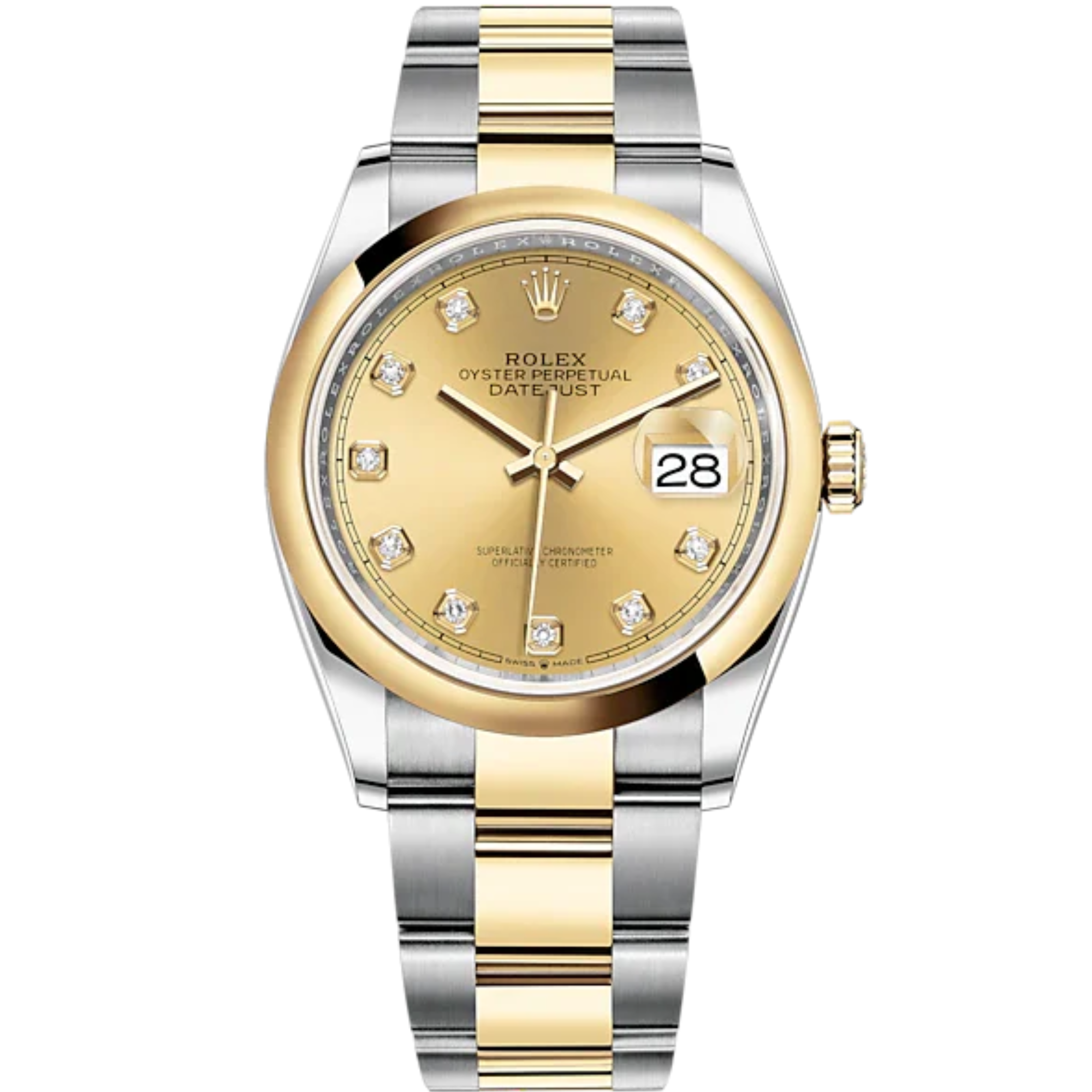 Datejust 36 36mm Oyster Bracelet Oystersteel and Yellow Gold with Champagne-Colour Dial Diamond-Set Bezel - Rolex