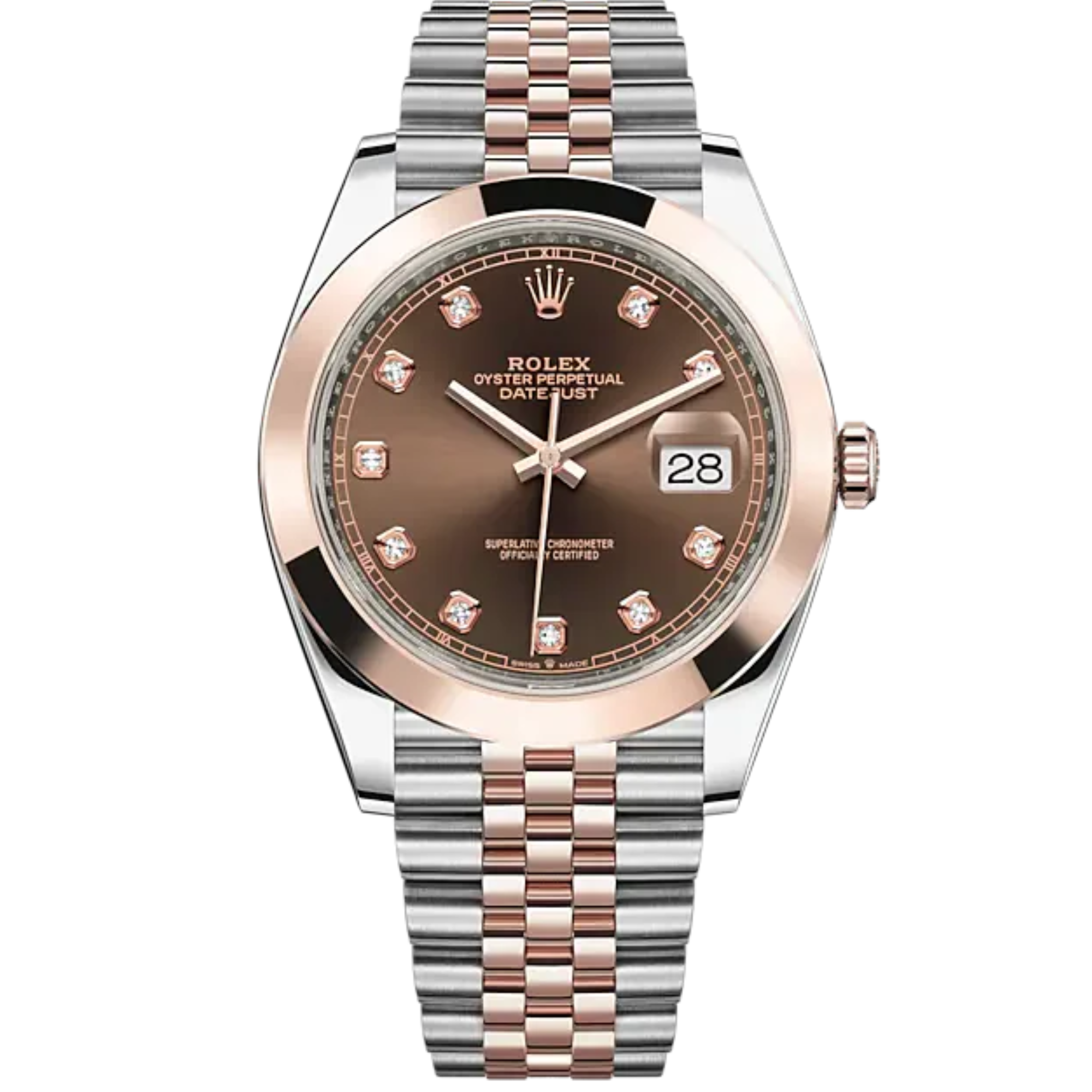 Datejust 41 41mm Jubilee Bracelet Oystersteel and Everose Gold with Chocolate Diamond-Set Dial Everose Gold Bezel - Rolex