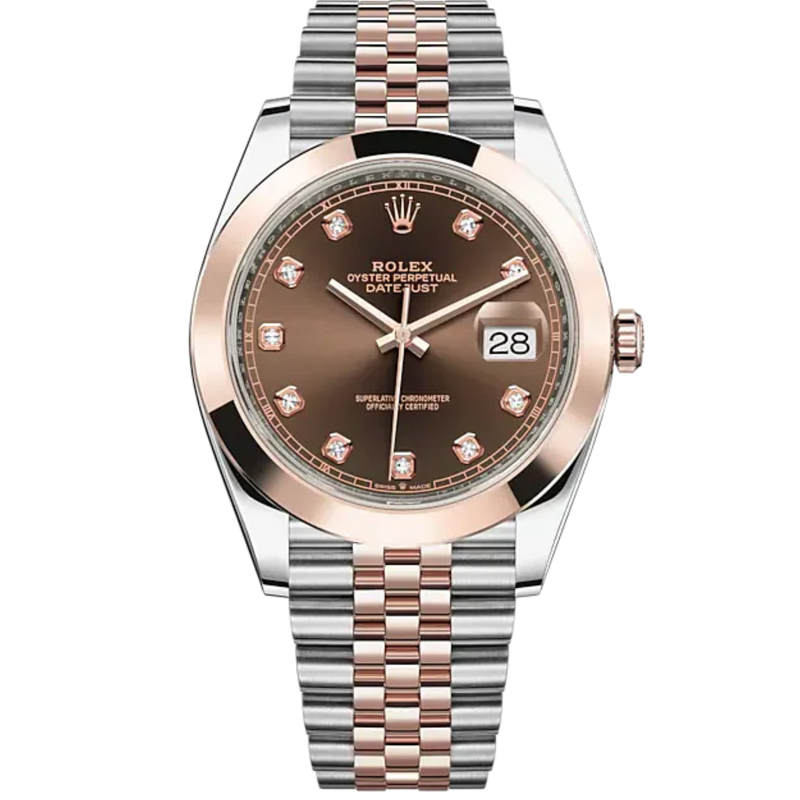Datejust 41 41mm Jubilee Bracelet Oystersteel and Everose Gold with Chocolate Diamond-Set Dial Everose Gold Bezel - Rolex
