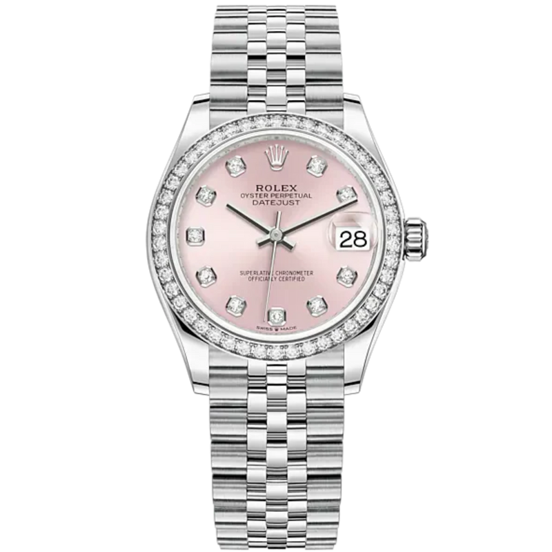 Datejust 31 31mm Jubilee Bracelet Oystersteel and White Gold with Pink Diamond-Set Dial Diamond-Set Bezel - Rolex