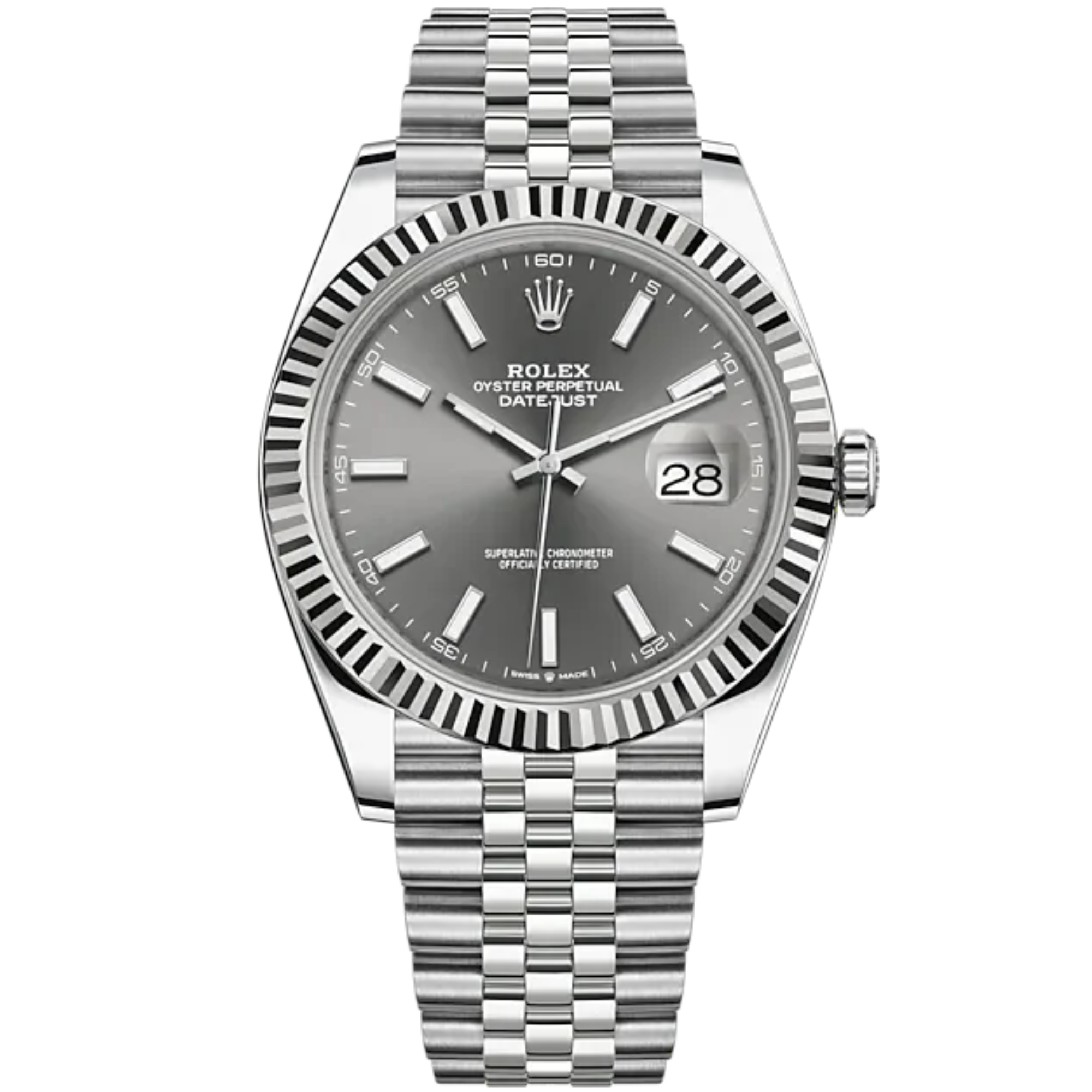 Datejust 41 41mm Jubilee Bracelet Oystersteel and White Gold with Slate Dial Fluted Bezel - Rolex