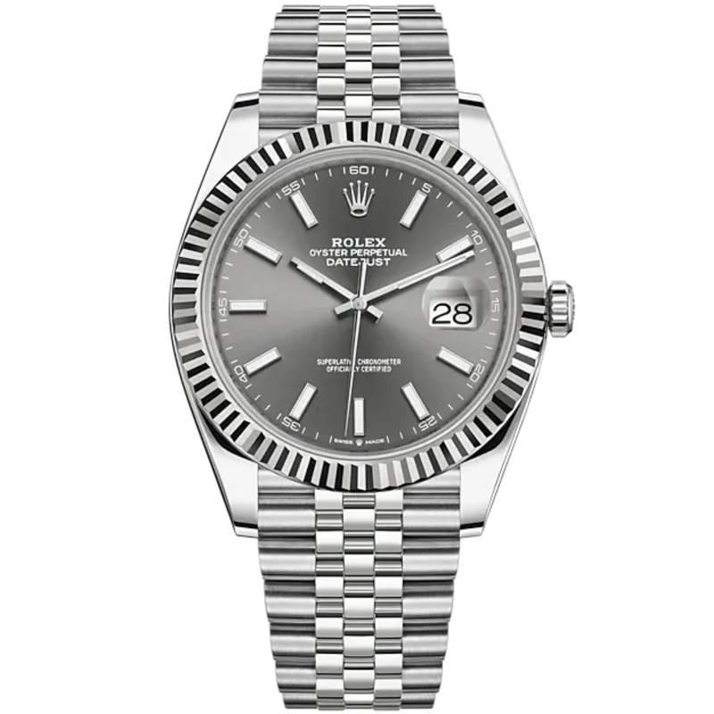 Datejust 41 41mm Jubilee Bracelet Oystersteel and White Gold with Slate Dial Fluted Bezel - Rolex