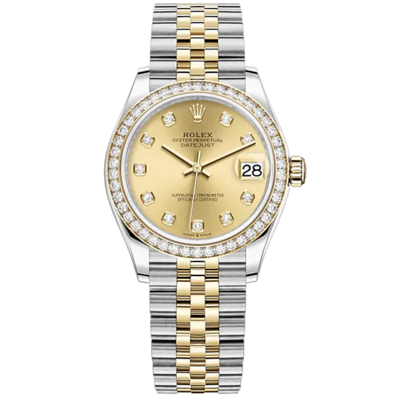 Datejust 31 31mm Jubilee Bracelet Oystersteel and Yellow Gold with Champagne-Colour Diamond-Set Dial Diamond-Set Bezel - Rolex
