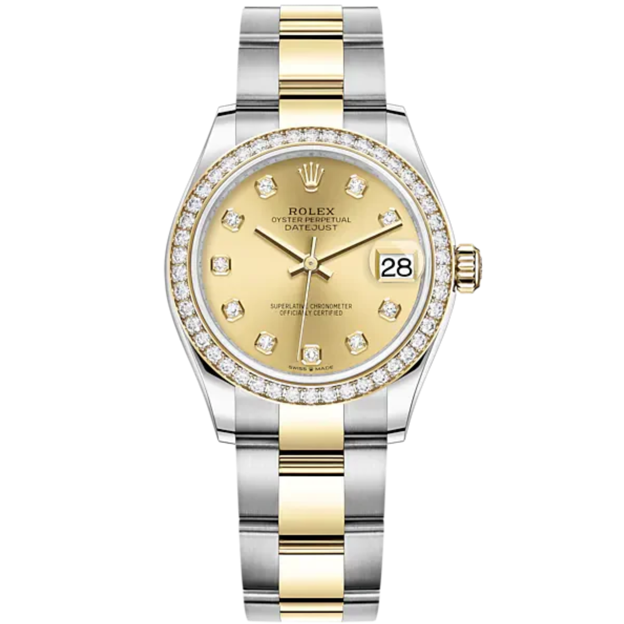 Datejust 31 31mm Oyster Bracelet Oystersteel and Yellow Gold with Champagne-Colour Diamond-Set Dial Diamond-Set Bezel - Rolex