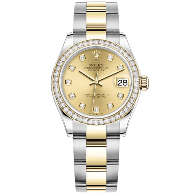 Datejust 31 31mm Oyster Bracelet Oystersteel and Yellow Gold with Champagne-Colour Diamond-Set Dial Diamond-Set Bezel - Rolex