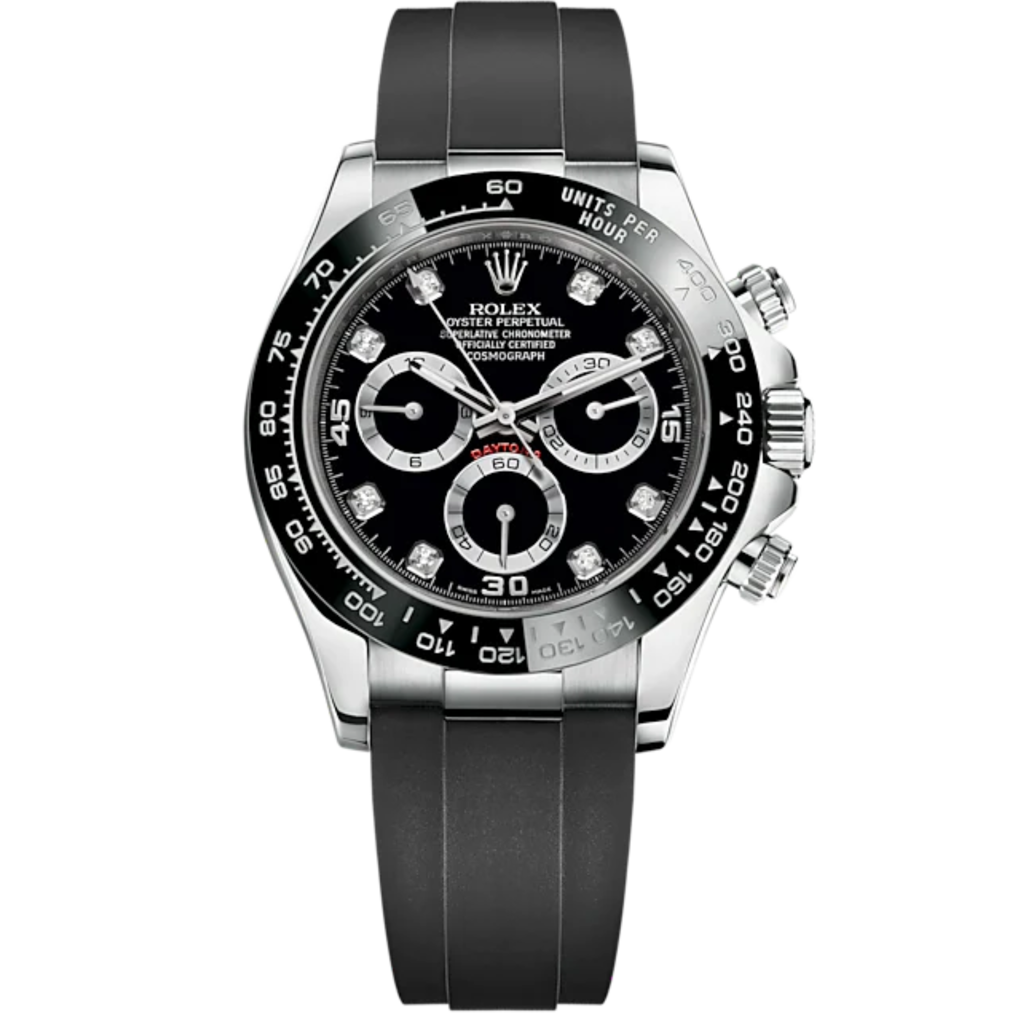 Cosmograph Daytona 40MM Oysterflex Bracelet Black and Diamond-Set Dial Black Cerachrom Bezel With Tachymetric Scale - Rolex