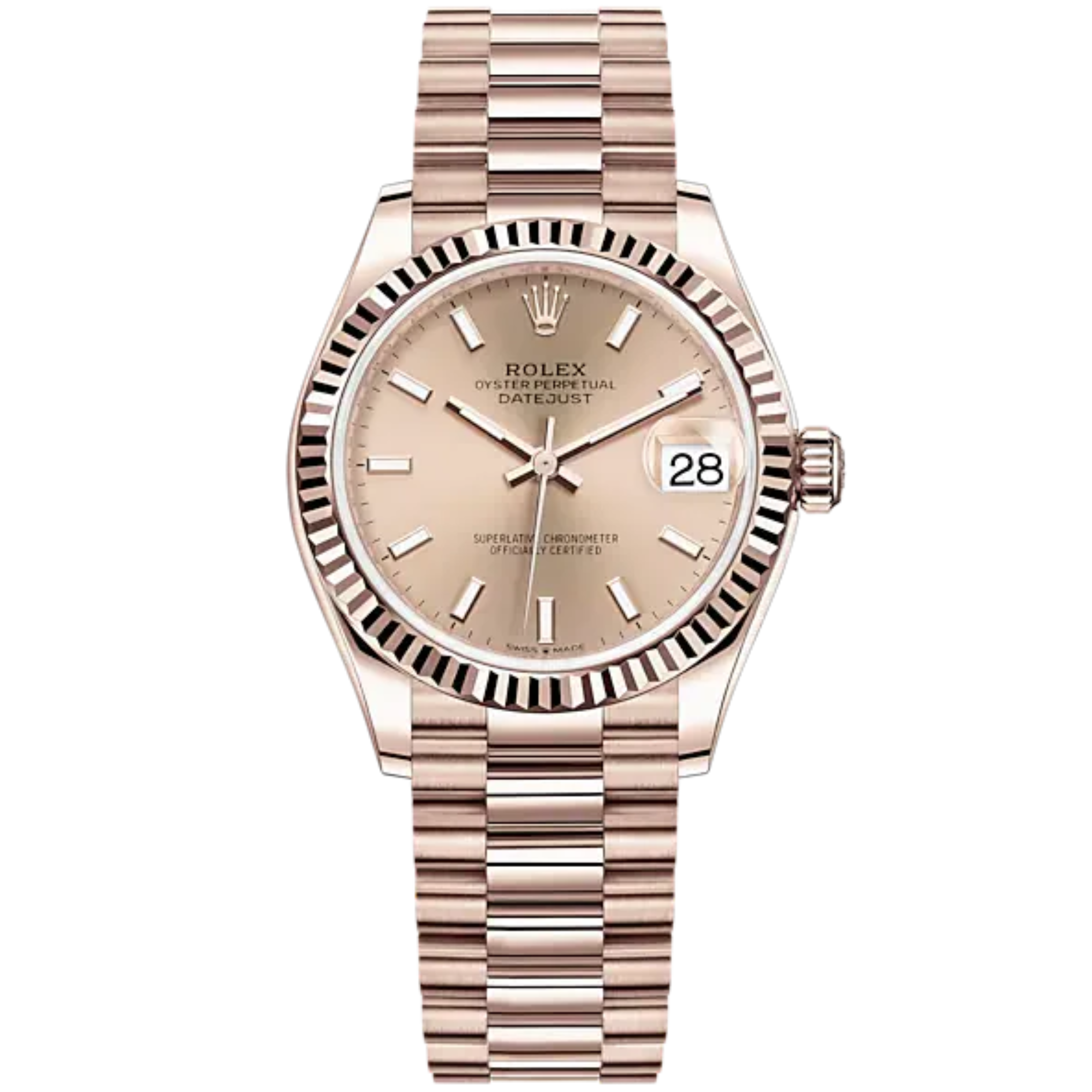 Datejust 31 31mm Oyster Bracelet Oystersteel and 18 CT Everose Rose Gold with Rosé-Colour Dial Fluted Bezel - Rolex