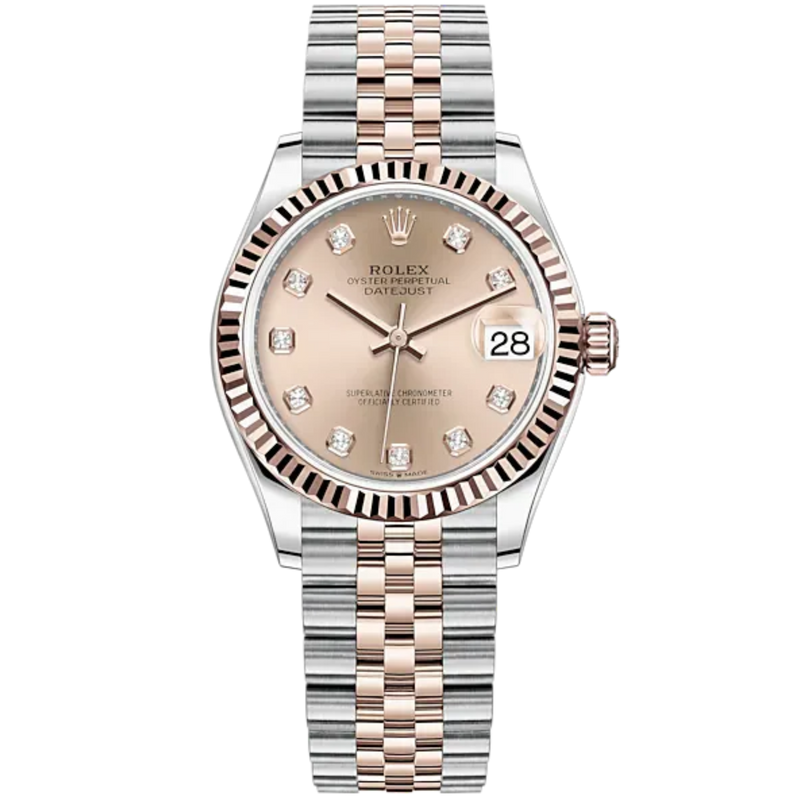 Datejust 31 31mm Jubilee Bracelet Oystersteel and Everose Gold with Rosé-Colour Diamond-Set Dial Fluted Bezel - Rolex