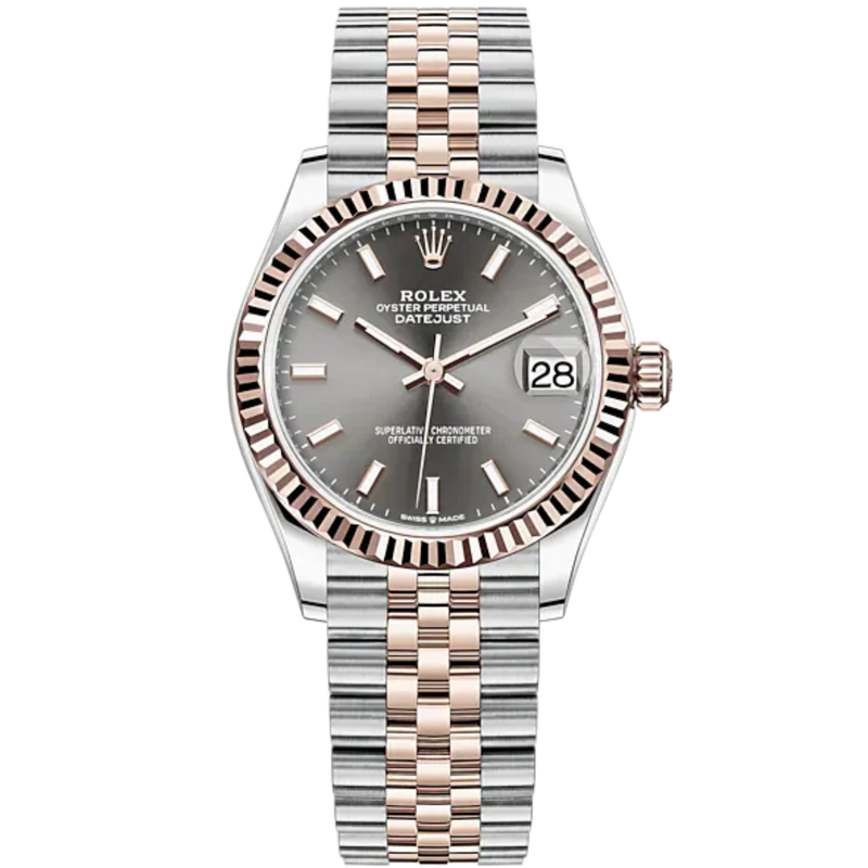 Datejust 31 31mm Jubilee Bracelet Oystersteel and Everose Gold with Slate Dial Fluted Bezel - Rolex