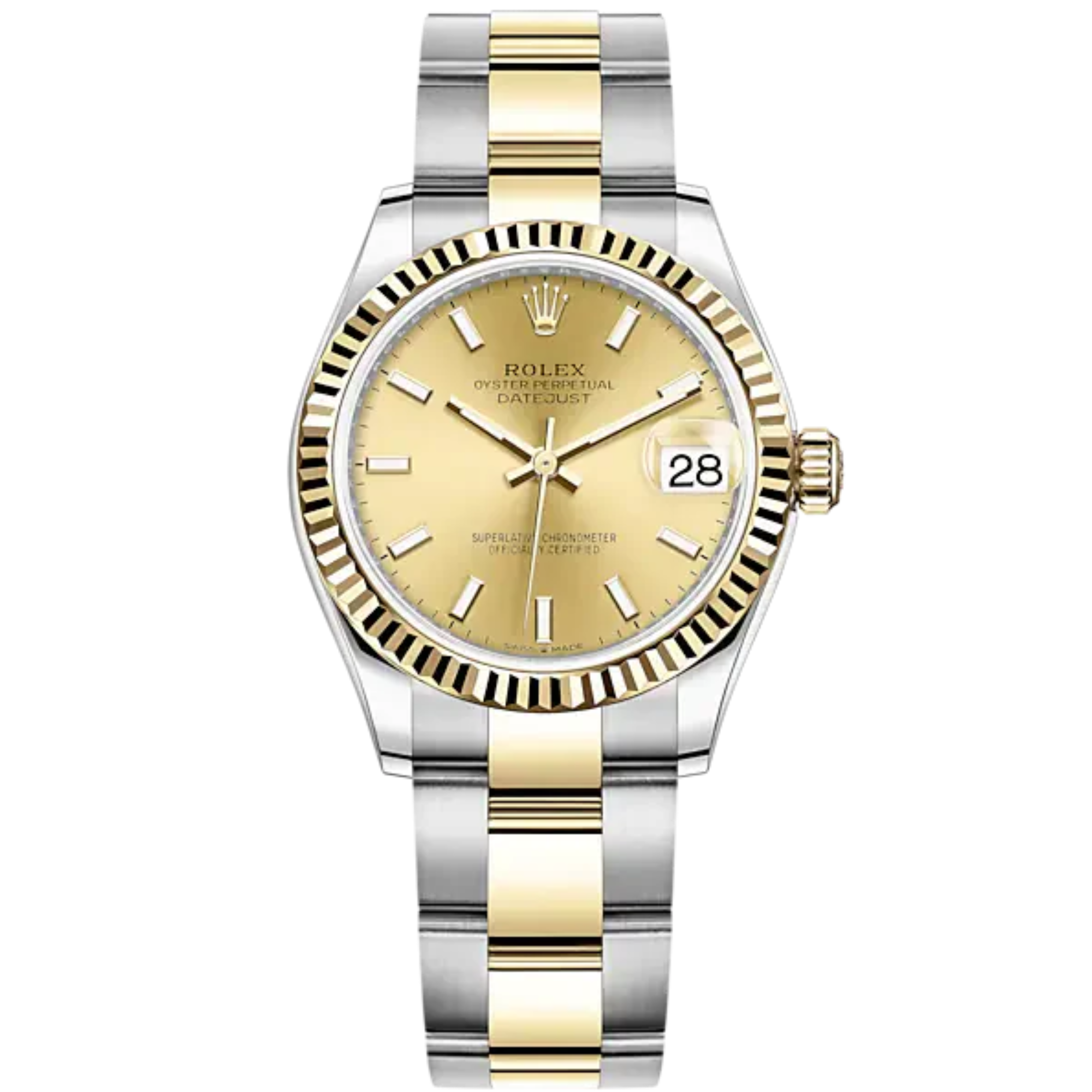 Datejust 31 31mm Oyster Bracelet Oystersteel and Yellow Gold with Champagne-Colour Dial Fluted Bezel - Rolex