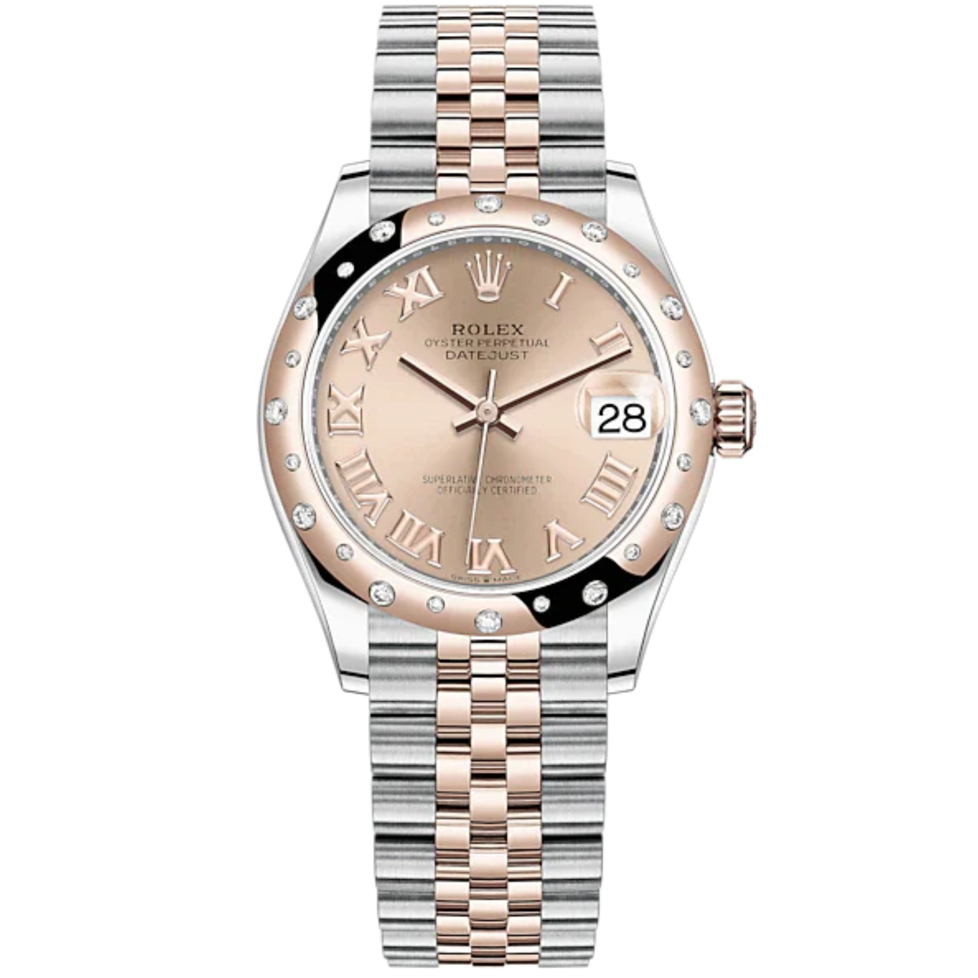 Datejust 31 31mm Jubilee Bracelet Oystersteel and Everose Gold Rosé-Colour Dial Diamond-Set Bezel - Rolex