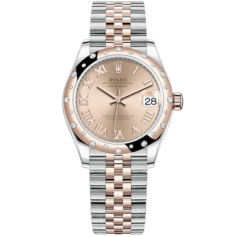 Datejust 31 31mm Jubilee Bracelet Oystersteel and Everose Gold Rosé-Colour Dial Diamond-Set Bezel - Rolex