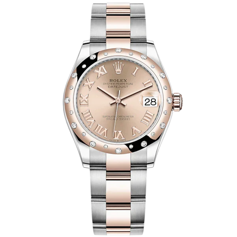 Datejust 31 31mm Oyster Bracelet Oystersteel and Everose Gold with Rosé-Colour Roman Dial Diamond-Set Bezel - Rolex