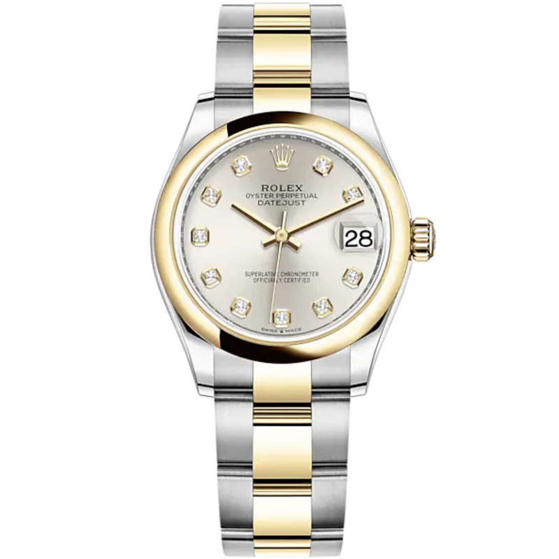 Datejust 31 31mm Oyster Bracelet Oystersteel and Yellow Gold with Silver Diamond-Set Dial Yellow Gold Bezel - Rolex