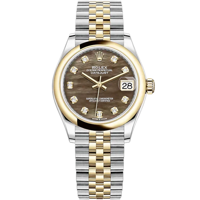 Datejust 31 31mm Jubilee Bracelet Oystersteel and Yellow Gold with Black Mother-Of-Pearl Diamond-Set Dial Yellow Gold Bezel - Rolex