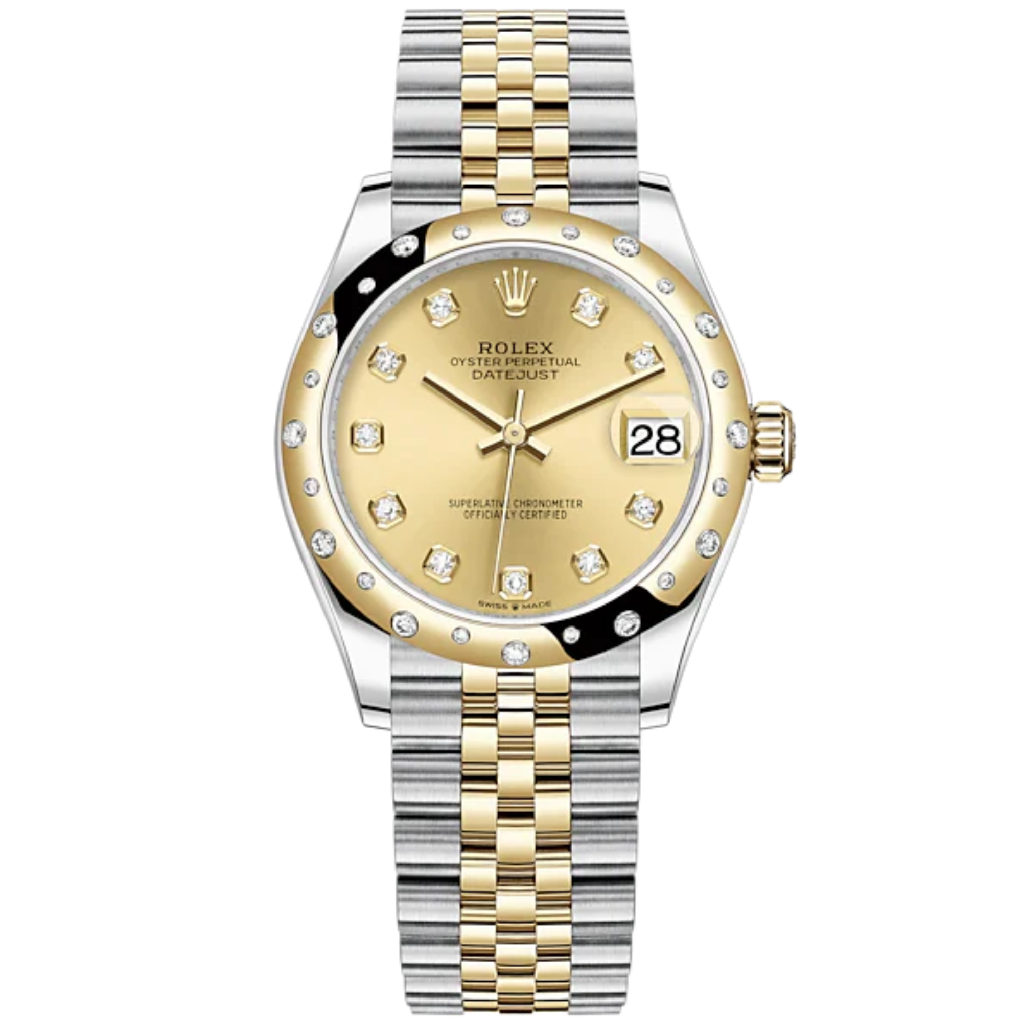 Datejust 31 31mm Jubilee Bracelet Oystersteel and Yellow Gold with Champagne-Colour Diamond-Set Dial Diamond-Set Bezel - Rolex