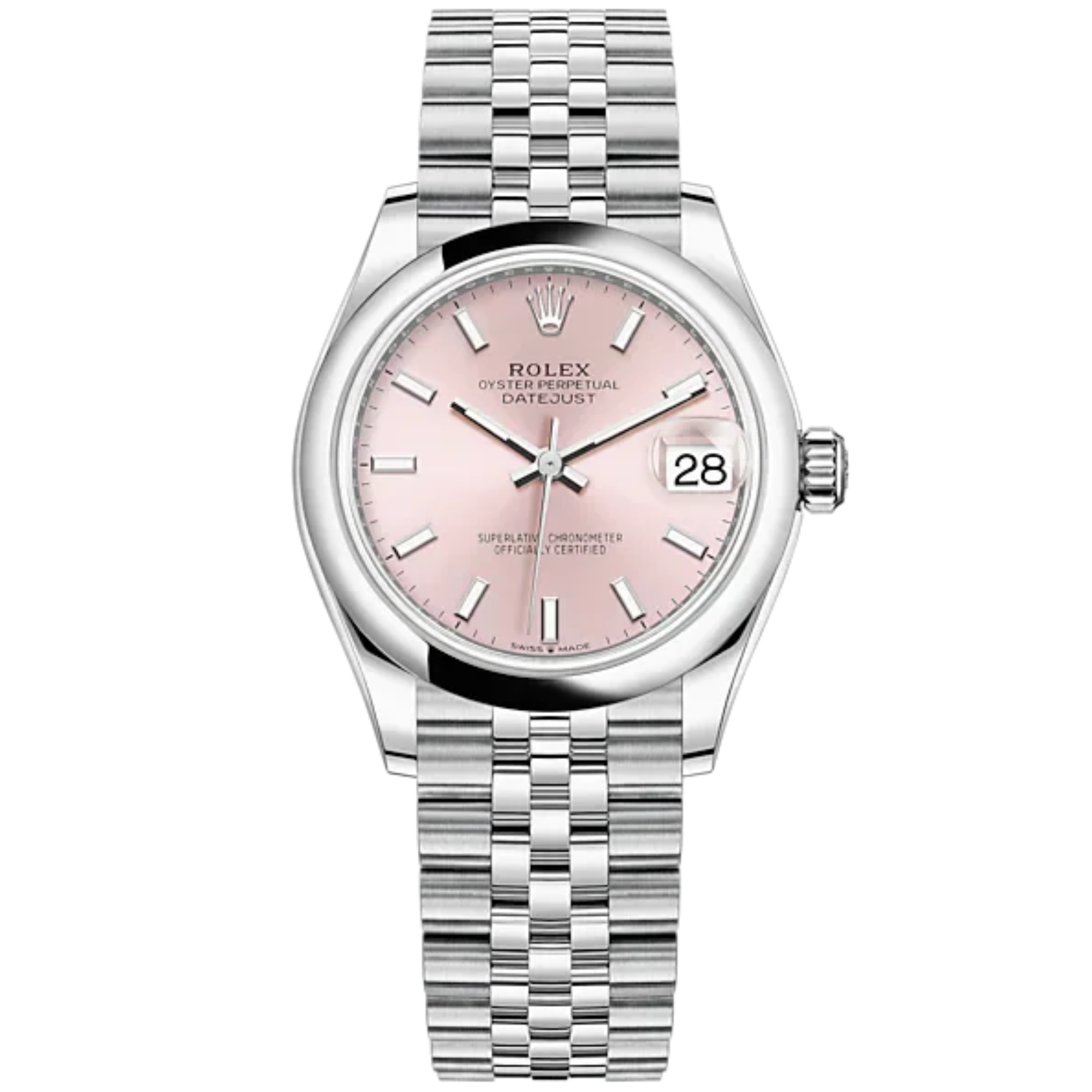 Datejust 31 31mm Jubilee Bracelet Oystersteel with Pink Dial Oystersteel Bezel - Rolex