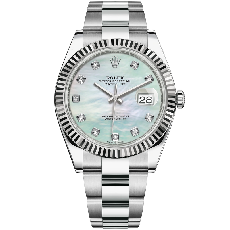 Rolex Datejust Ref. 126334 41mm Oyster White Gold with White Mother-Of-Pearl Diamond-Set Dial Fluted Bezel - Rolex