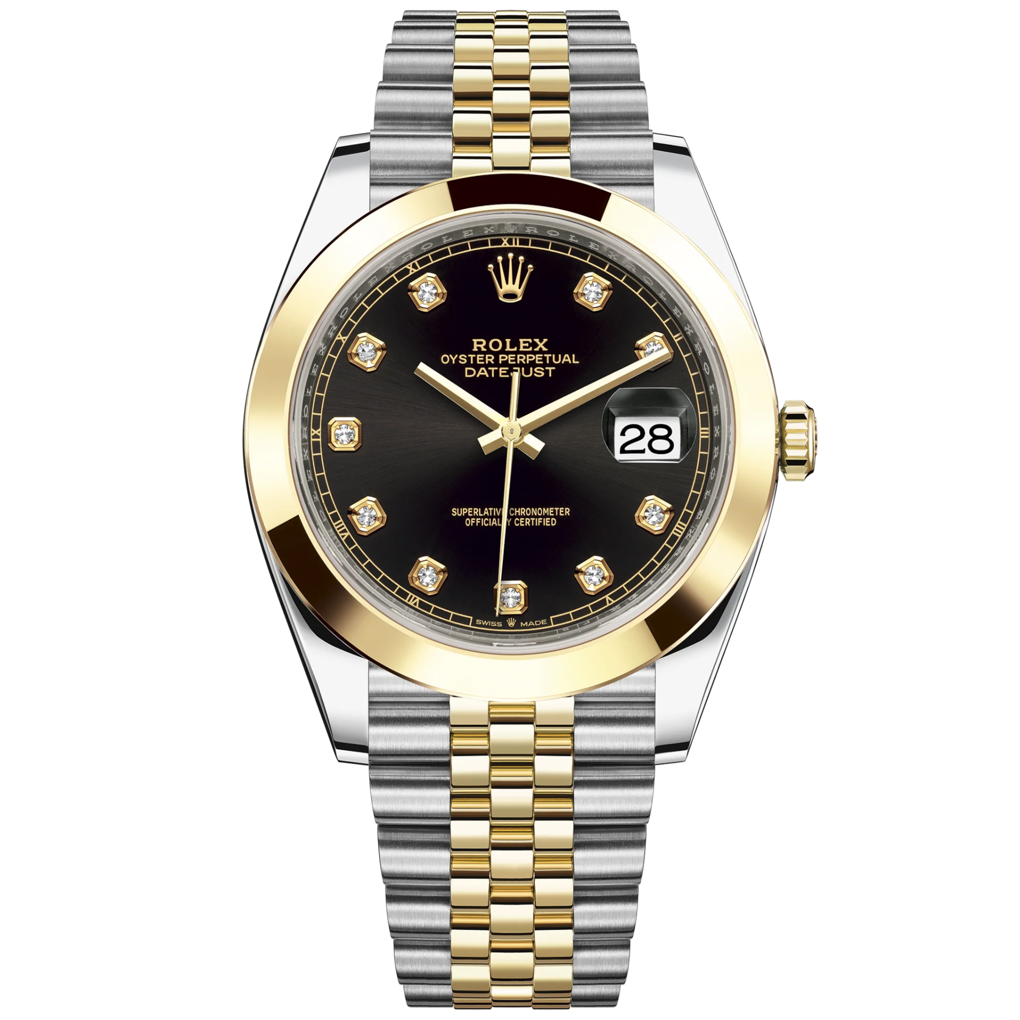 Datejust 41 41mm Jubilee Bracelet Oystersteel and Yellow Gold with Bright Black Diamond-Set Dial Yellow Gold Bezel - Rolex