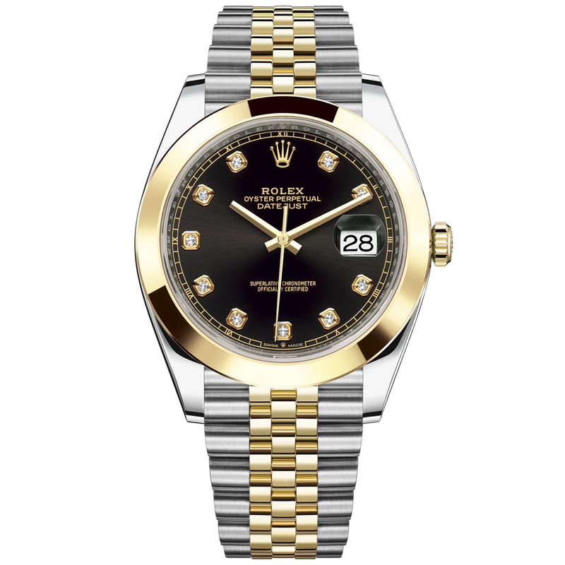 Datejust 41 41mm Jubilee Bracelet Oystersteel and Yellow Gold with Bright Black Diamond-Set Dial Yellow Gold Bezel - Rolex