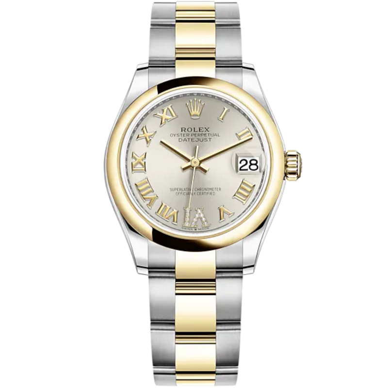 Datejust 31 31mm Oyster Bracelet Oystersteel and Yellow Gold with Silver Diamond Dial Yellow Gold Bezel - Rolex
