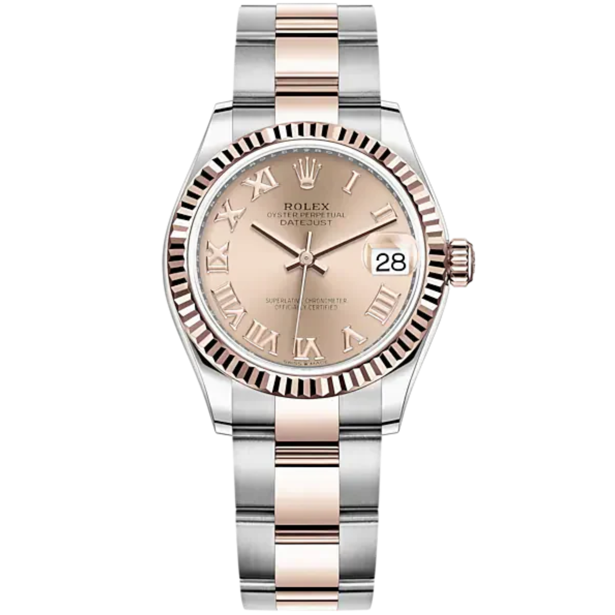 Datejust 31 31mm Oyster Bracelet Oystersteel and Everose Gold with Rosé-Colour Roman Dial Fluted Bezel - Rolex