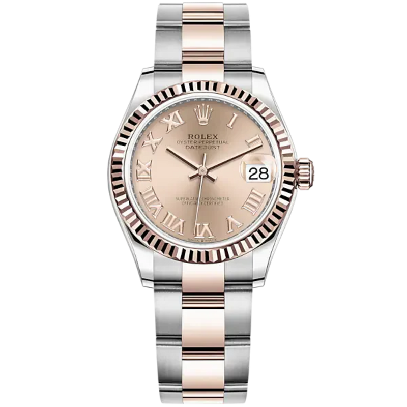 Datejust 31 31mm Oyster Bracelet Oystersteel and Everose Gold with Rosé-Colour Roman Dial Fluted Bezel - Rolex