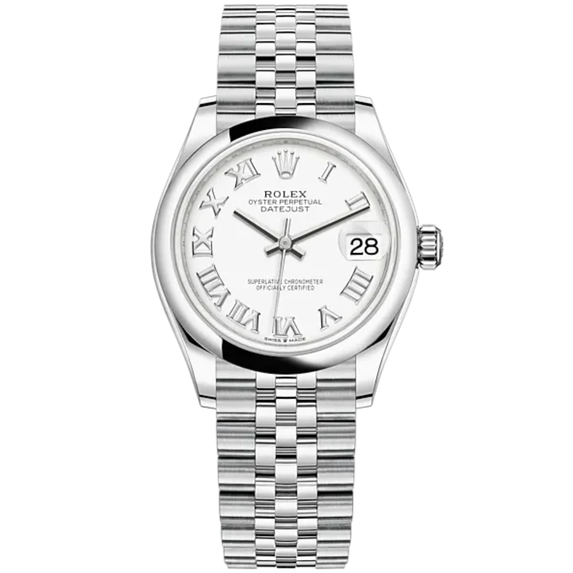 Datejust 31 31mm Oyster Jubilee Bracelet Oystersteel with White Dial Oystersteel Bezel - Rolex