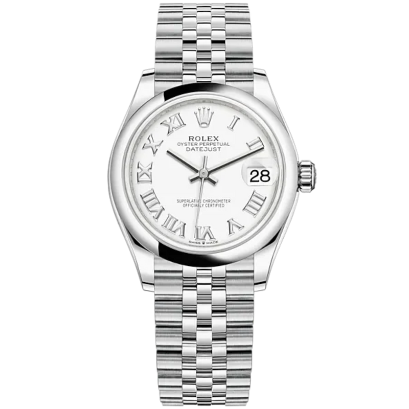Datejust 31 31mm Oyster Jubilee Bracelet Oystersteel with White Dial Oystersteel Bezel - Rolex