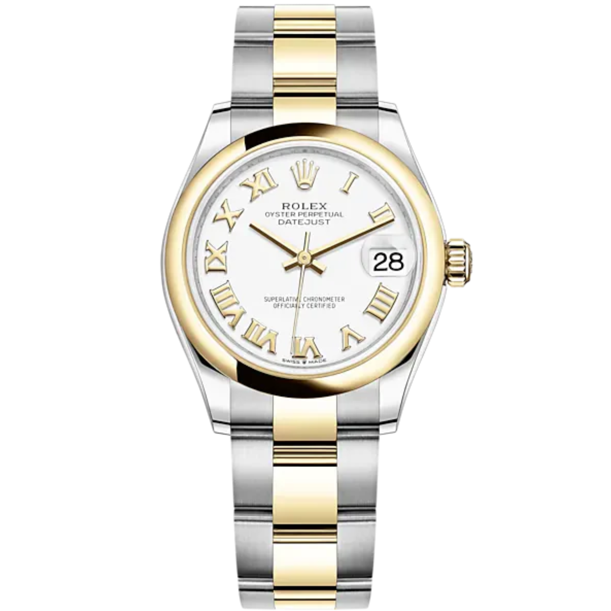 Datejust 31 31mm Oyster Bracelet Oystersteel and Yellow Gold with White Dial Yellow Gold Bezel - Rolex